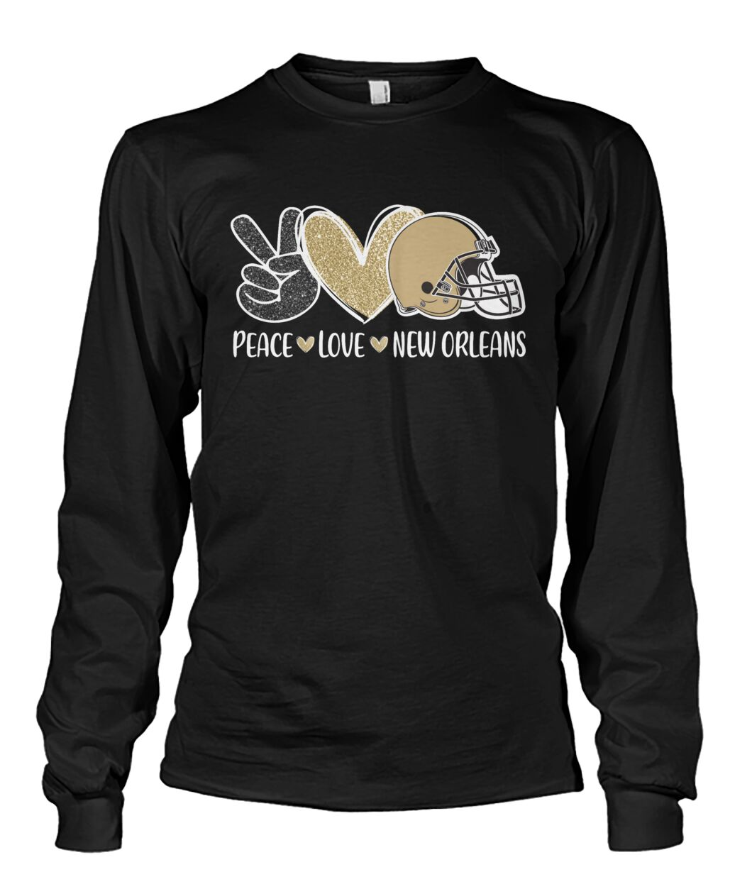 New Orleans American Football Peace Black Gold Sweatshirts, Football Outfit For Men Women Family Love New Orleans Football Sport
