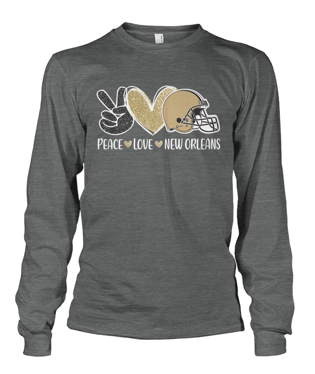 New Orleans American Football Peace Black Old Gold T-Shirt, Football Outfit For Men Women Family Love New Orleans Football Sport