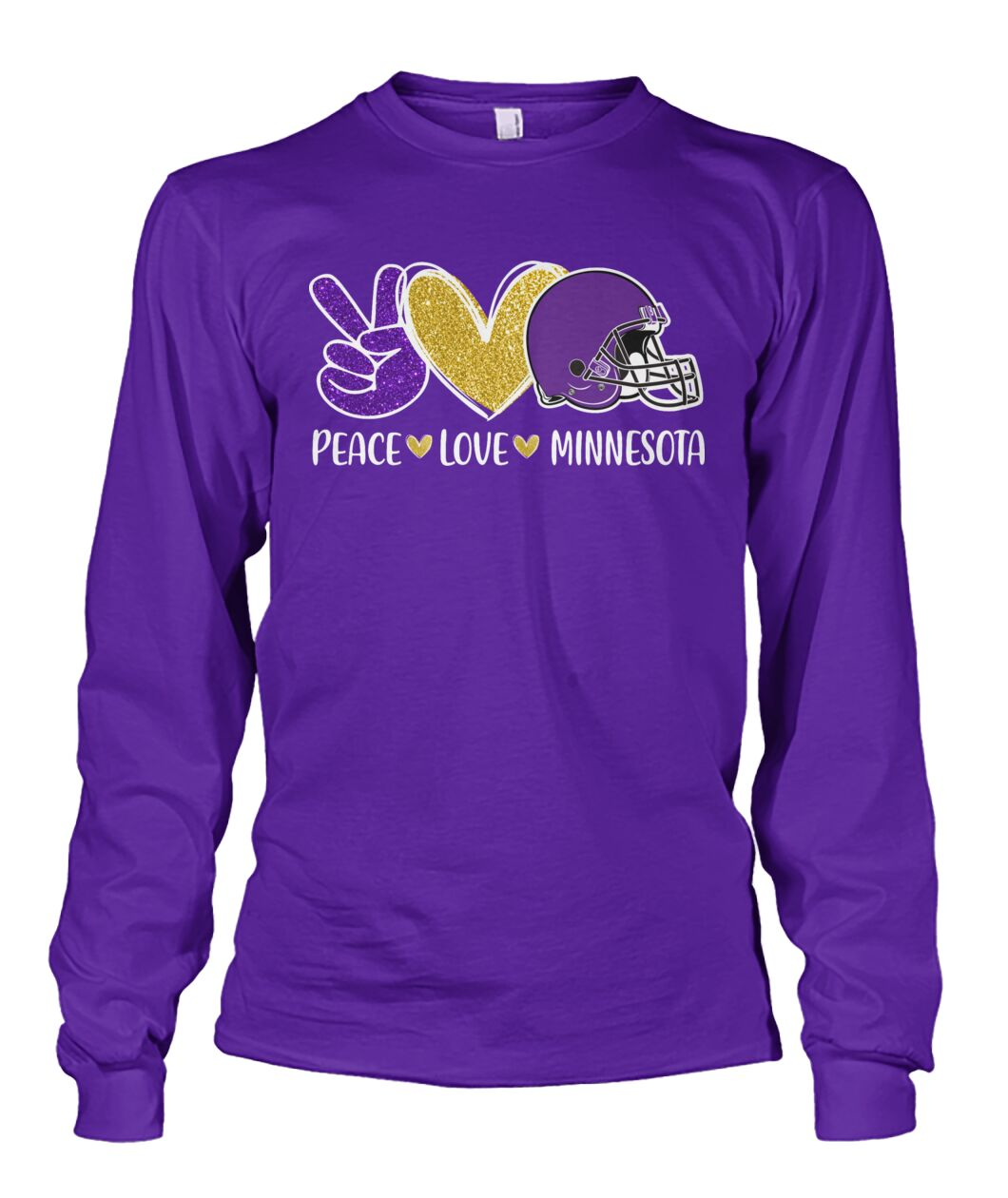 Minnesota American Football Peace Purple Gold Long Sleeve Shirt, Perfect Outfit For Men Women Family Love Minnesota Football Sport Lovers