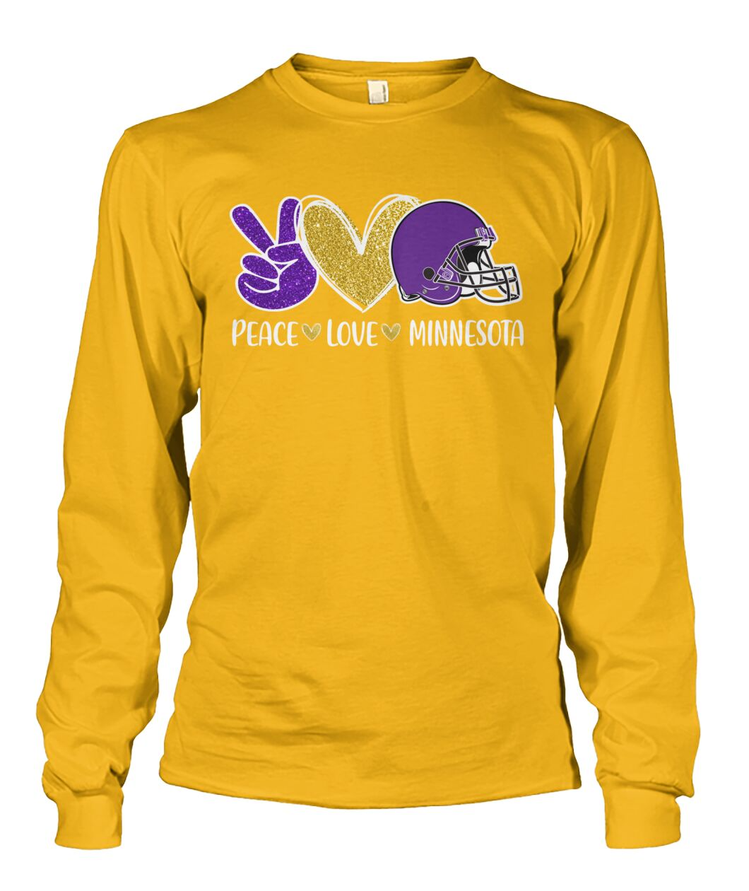 Minnesota American Football Peace Purple Gold Long Sleeve Shirt, Perfect Outfit For Men Women Family Love Minnesota Football Sport Lovers