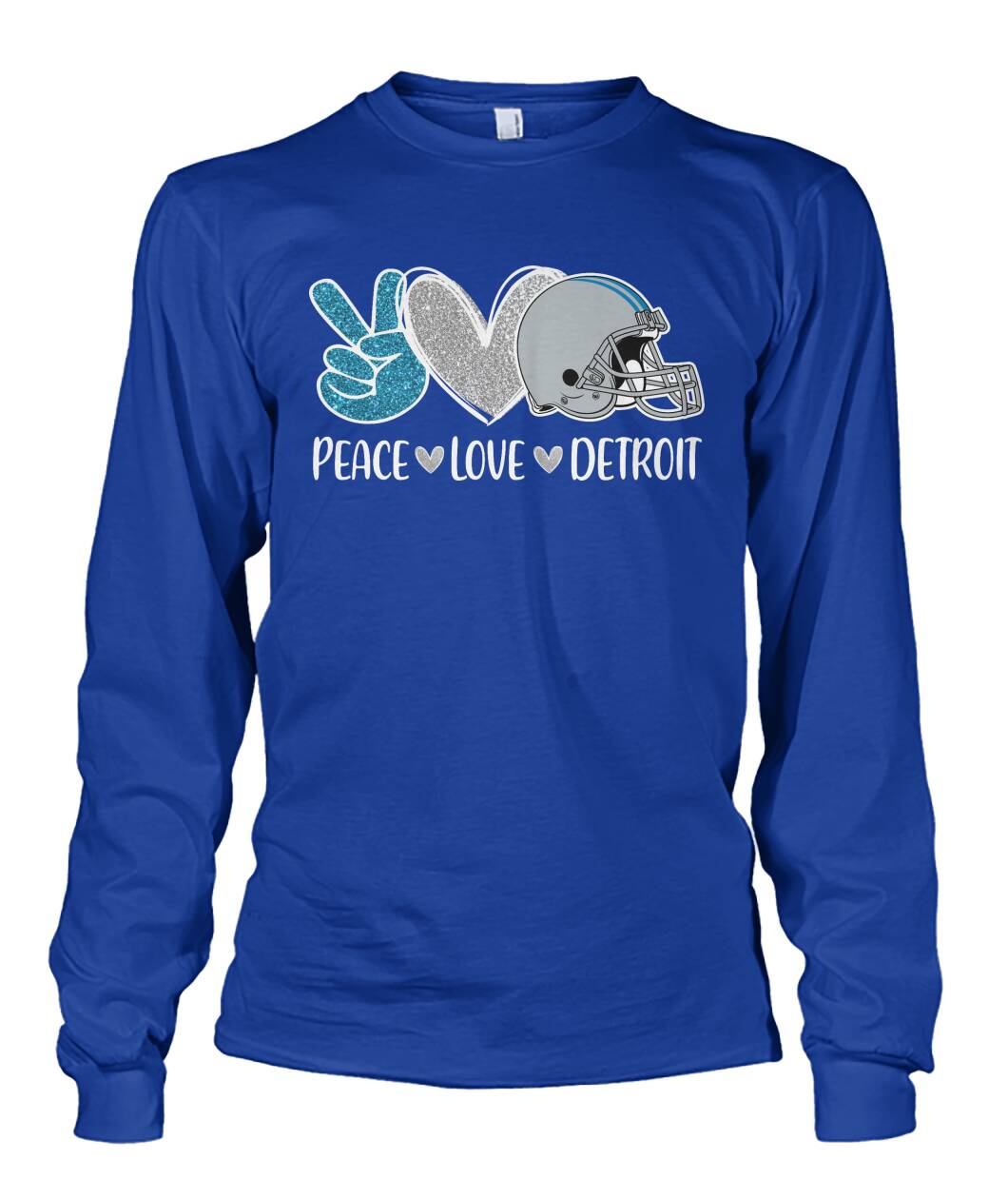 Detroit American Football Peace Silver Blue Hoodies, Perfect Outfit For Men Women Family Love Detroit Football Sport Lovers