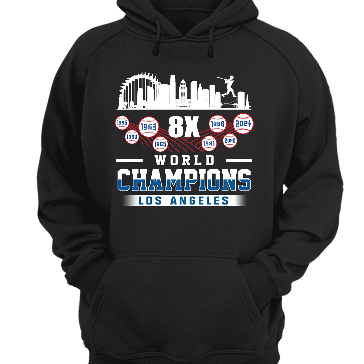 Los Angeles Baseball Skyline 8X World Champions Sweatshirt For World Champions 2024, Los Angeles Baseball Champs Gifts