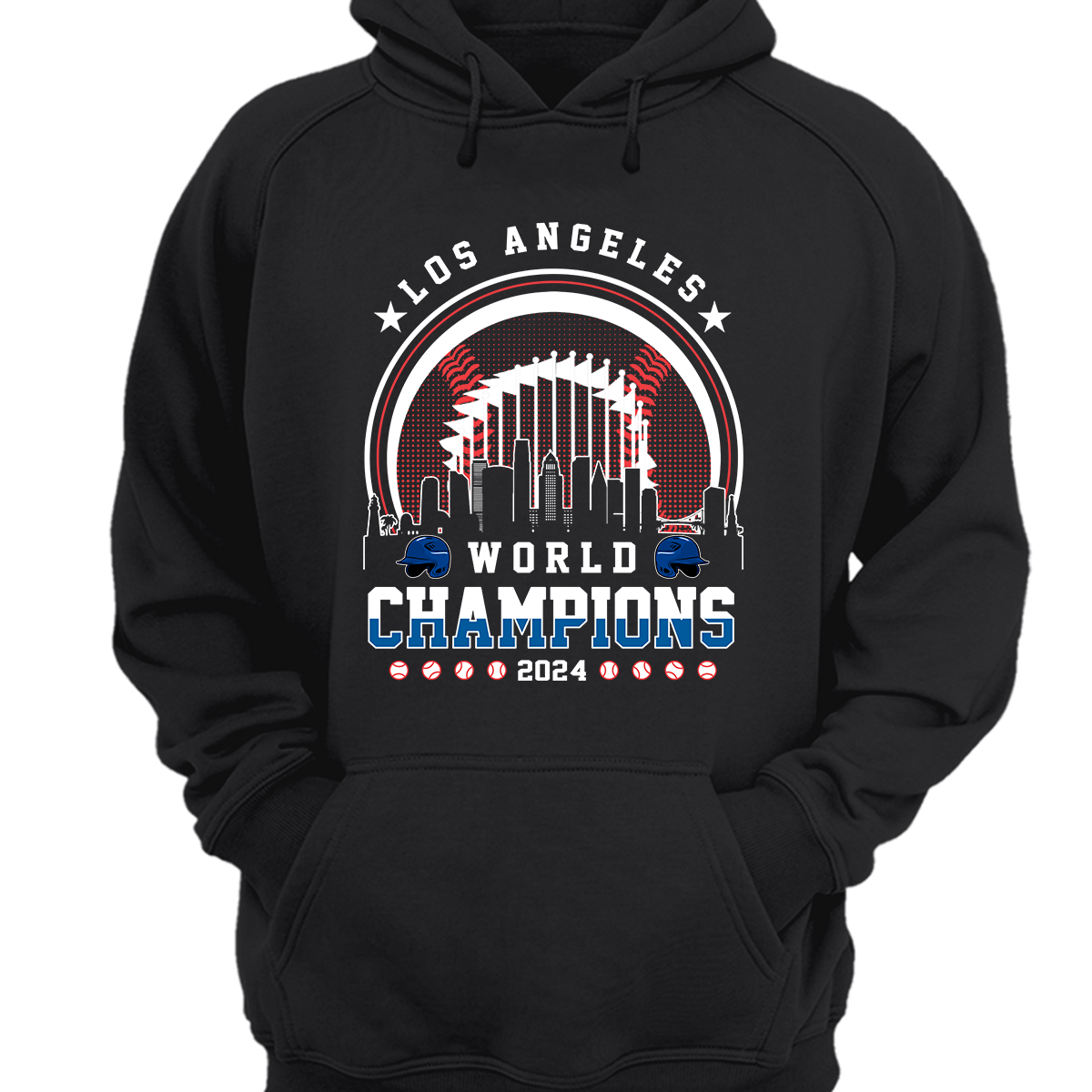 Los Angeles D Baseball Skyline 2024 World Champions Hoodie, L.A World Champs Hoodie, Los Angeles Baseball Champs Gifts