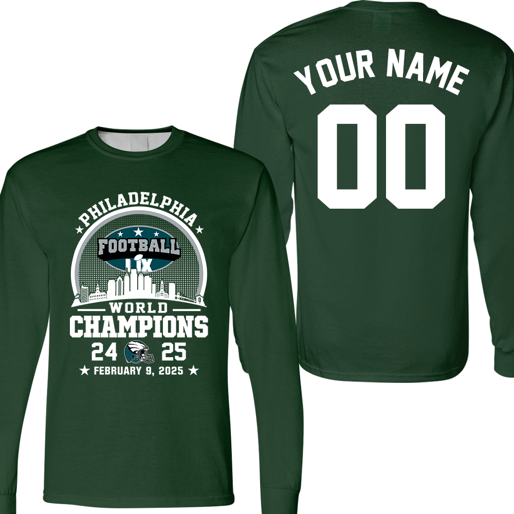 Personalized Philadelphia Football LIX 2024-2025 World Champions T-Shirt, World Champions 2025 Apparel For Philadelphia Football Lovers