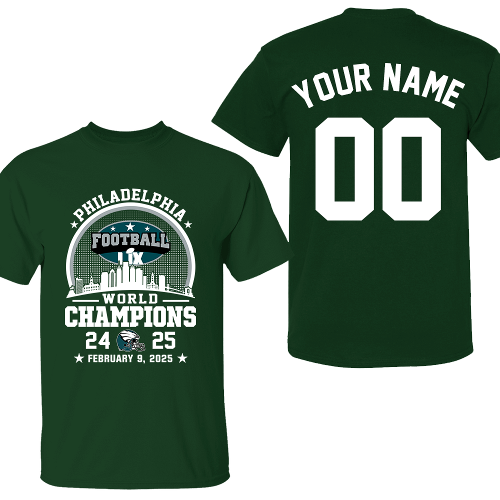 Personalized Philadelphia Football LIX 2024-2025 World Champions T-Shirt, World Champions 2025 Apparel For Philadelphia Football Lovers