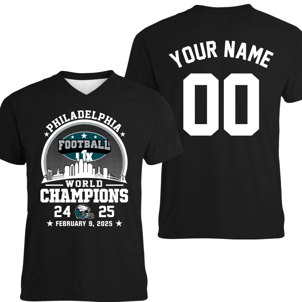 Personalized Philadelphia Football LIX 2024-2025 World Champions T-Shirt, World Champions 2025 Apparel For Philadelphia Football Lovers