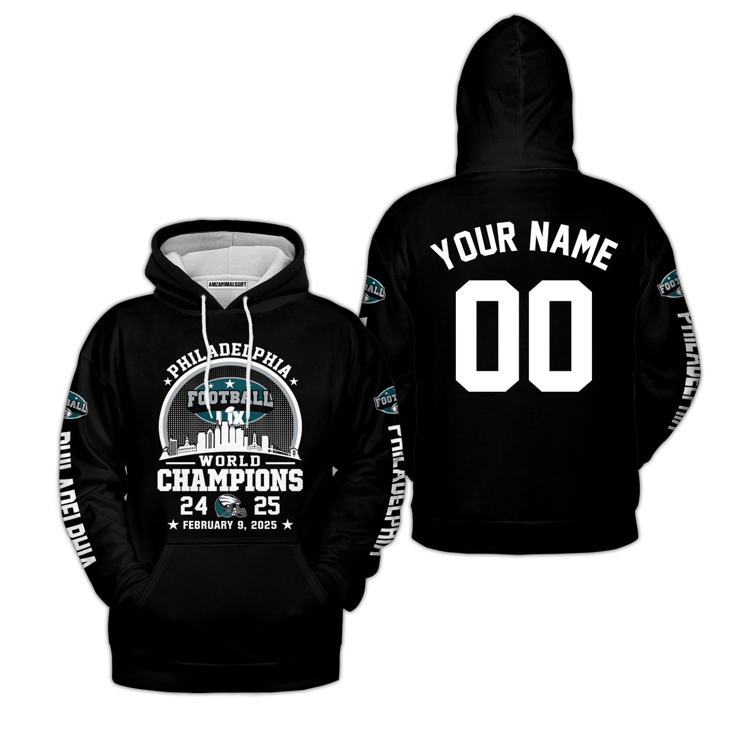 Customized Philadelphia Football LIX 2024-2025 World Champions T-Shirts, Super LIX Champions Philadelphia Football Apparel