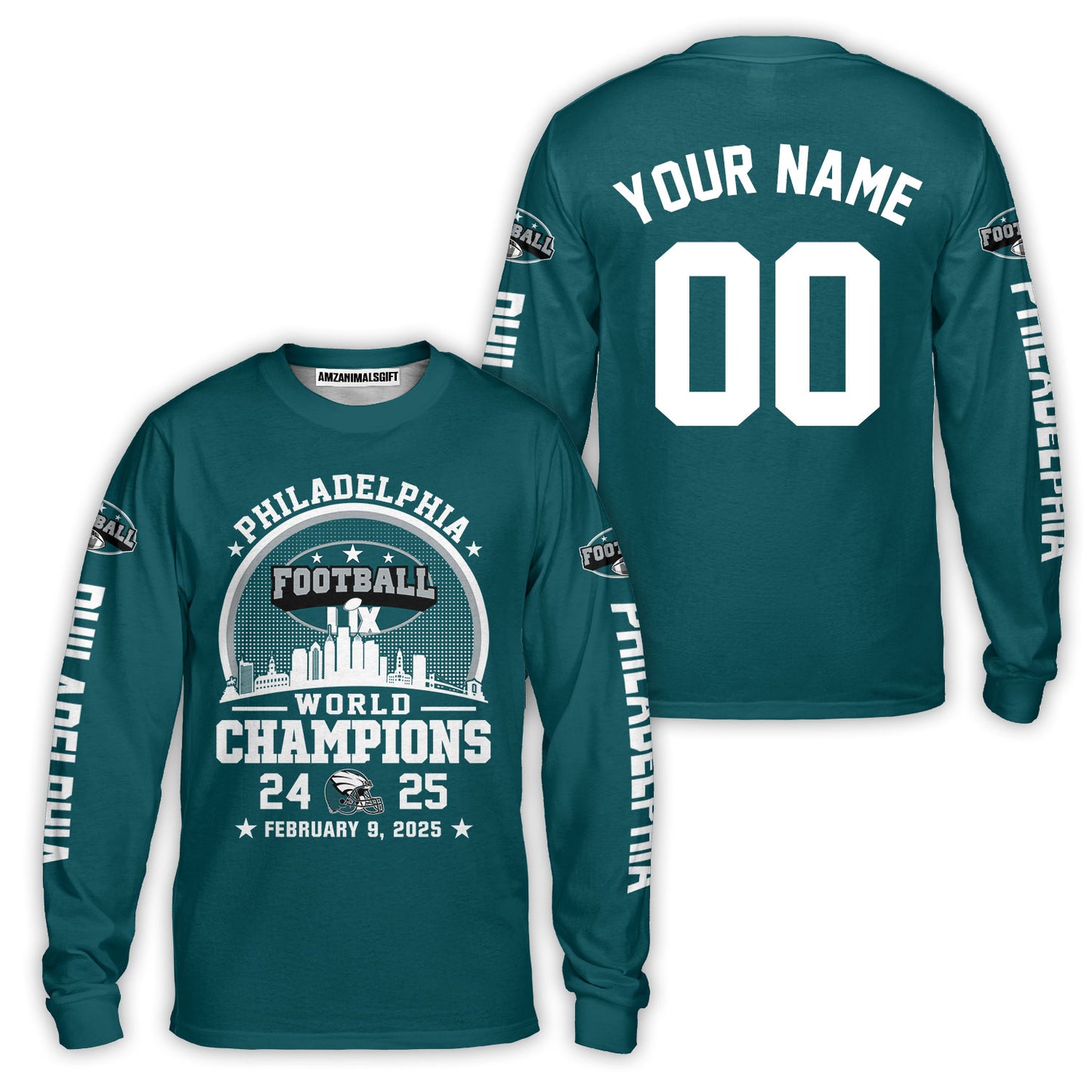 Customized Philadelphia Football LIX 2024-2025 World Champions T-Shirts, Super LIX Champions Philadelphia Football Apparel