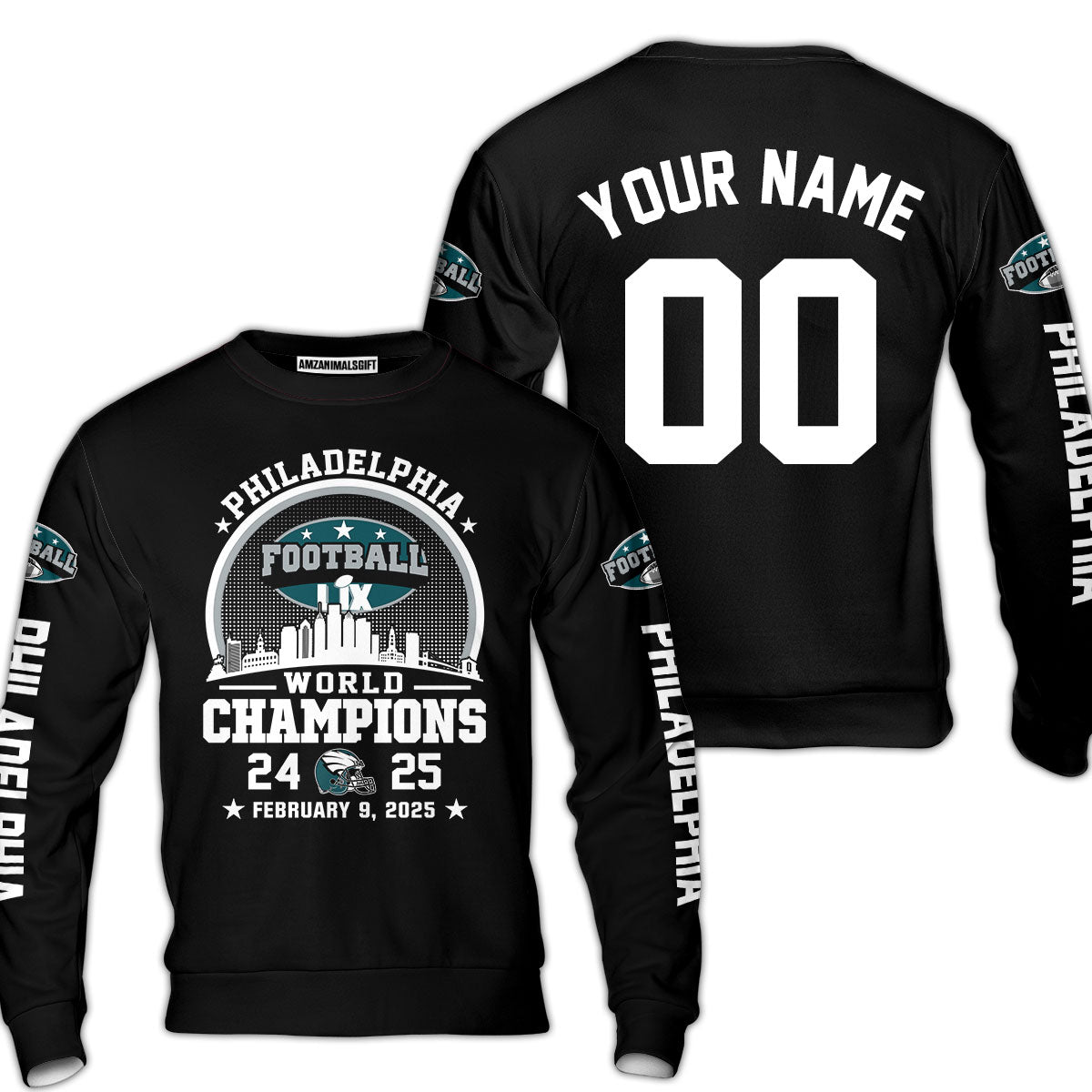 Customized Philadelphia Football LIX 2024-2025 World Champions T-Shirts, Super LIX Champions Philadelphia Football Apparel