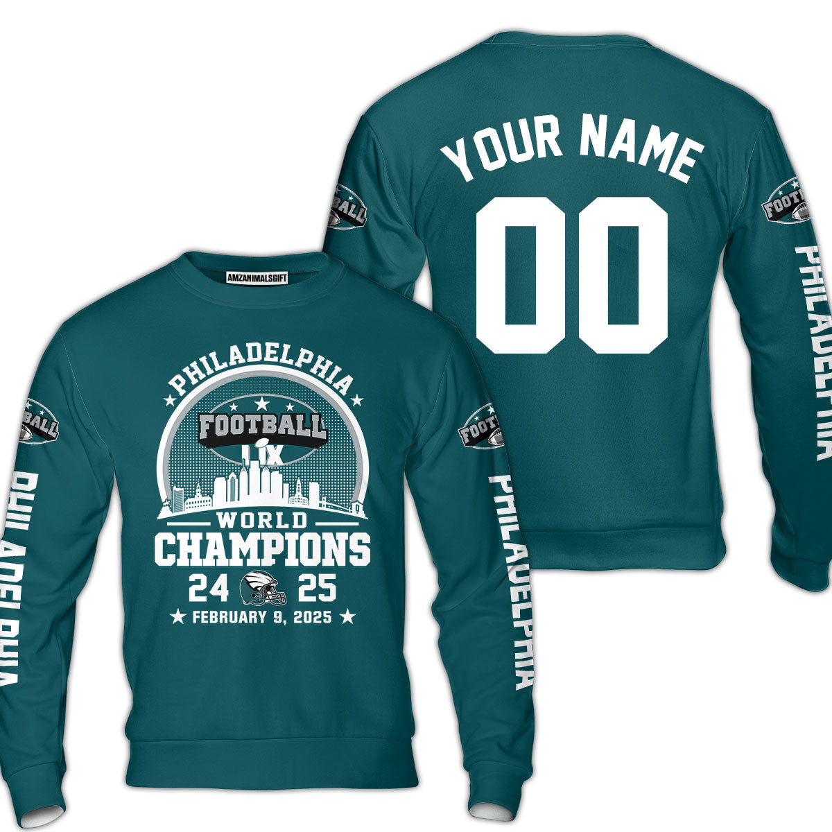 Customized Philadelphia Football LIX 2024-2025 World Champions T-Shirts, Super LIX Champions Philadelphia Football Apparel