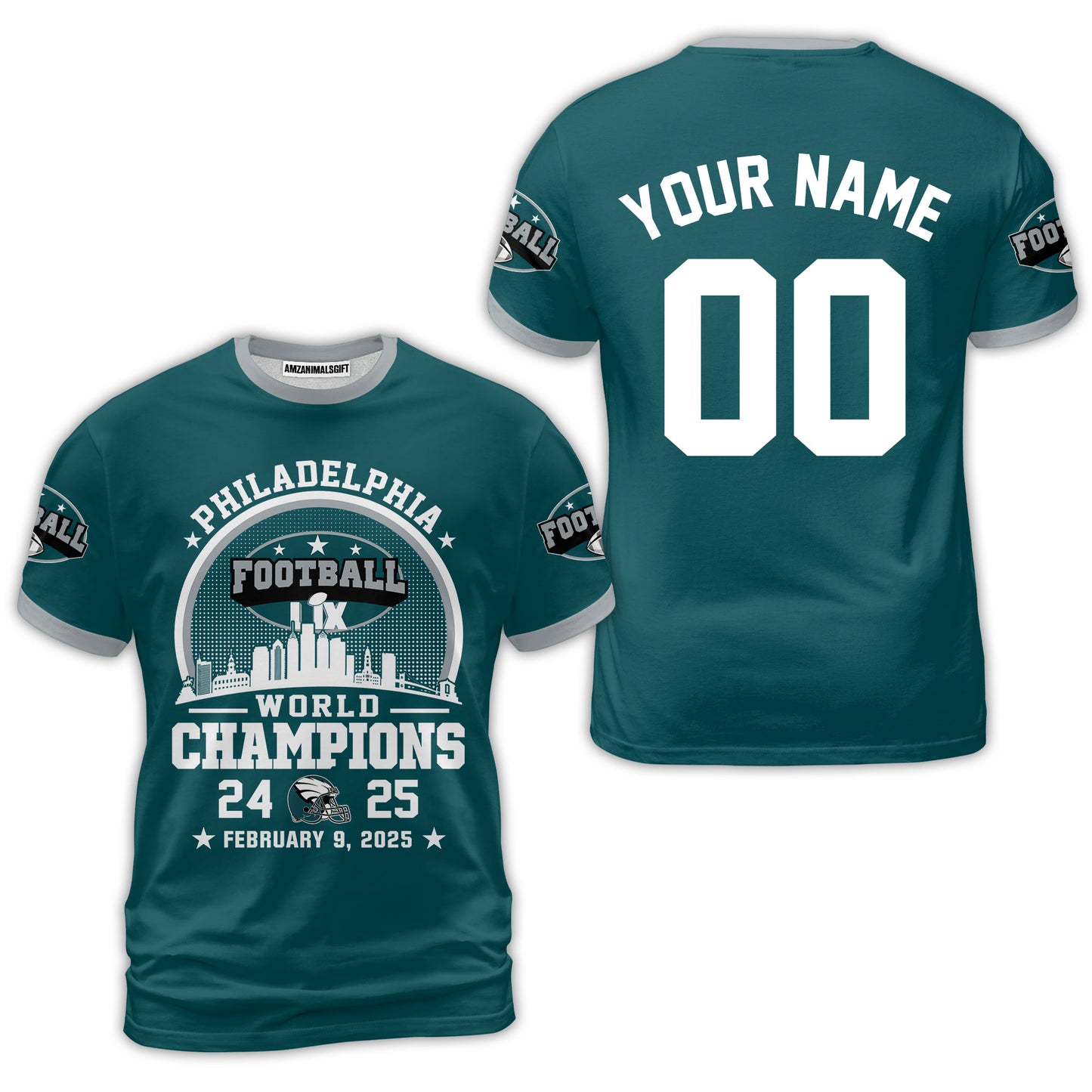 Customized Philadelphia Football LIX 2024-2025 World Champions T-Shirts, Super LIX Champions Philadelphia Football Apparel