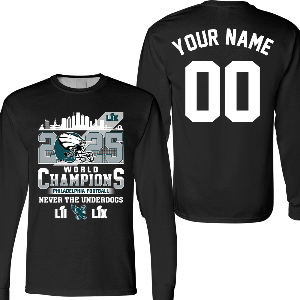 Personalized Philadelphia Football LIX 2025 World Champions T-Shirt, World Champions 2024-2025 Apparel For Philadelphia Football Lovers