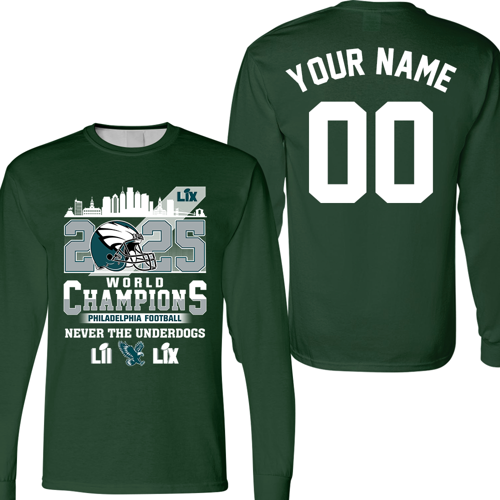 Personalized Philadelphia Football LIX 2025 World Champions T-Shirt, World Champions 2024-2025 Apparel For Philadelphia Football Lovers