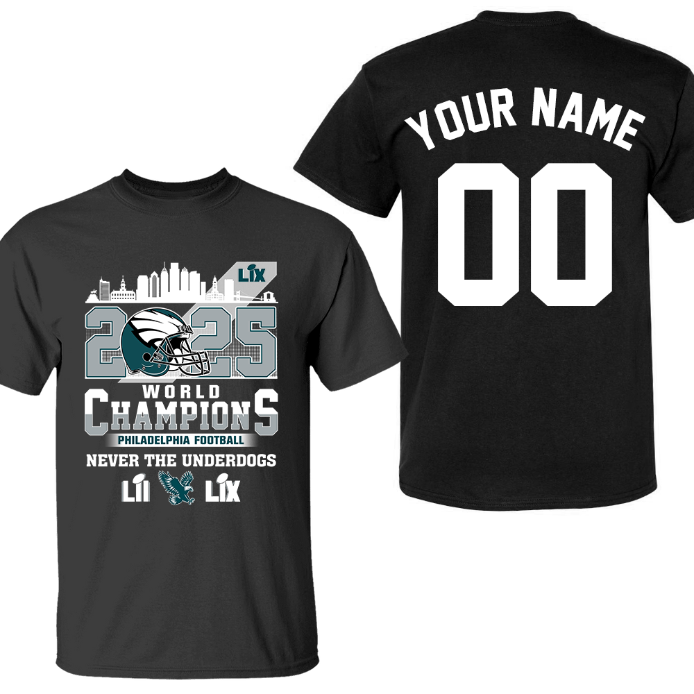 Personalized Philadelphia Football LIX 2025 World Champions T-Shirt, World Champions 2024-2025 Apparel For Philadelphia Football Lovers