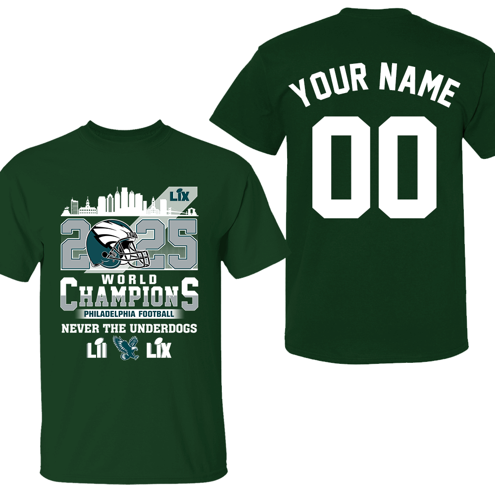 Personalized Philadelphia Football LIX 2025 World Champions T-Shirt, World Champions 2024-2025 Apparel For Philadelphia Football Lovers