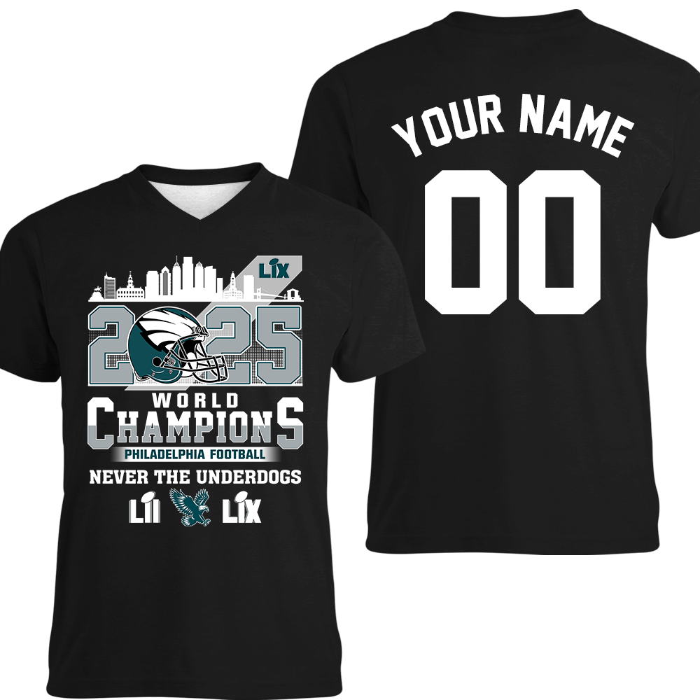 Personalized Philadelphia Football LIX 2025 World Champions T-Shirt, World Champions 2024-2025 Apparel For Philadelphia Football Lovers