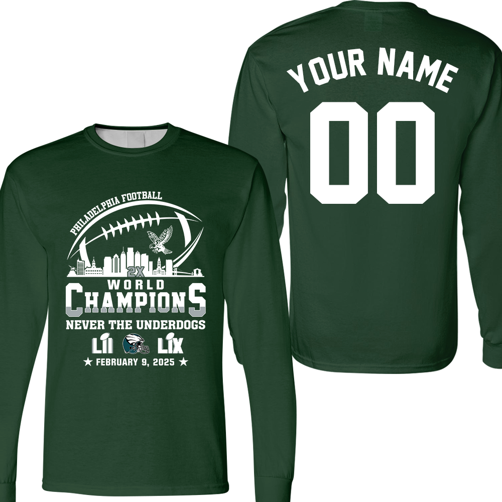 Personalized Philadelphia Football LIX 2024-2025 World Champions T-Shirt Skyline, World Champions Apparel For Philadelphia Football Lovers
