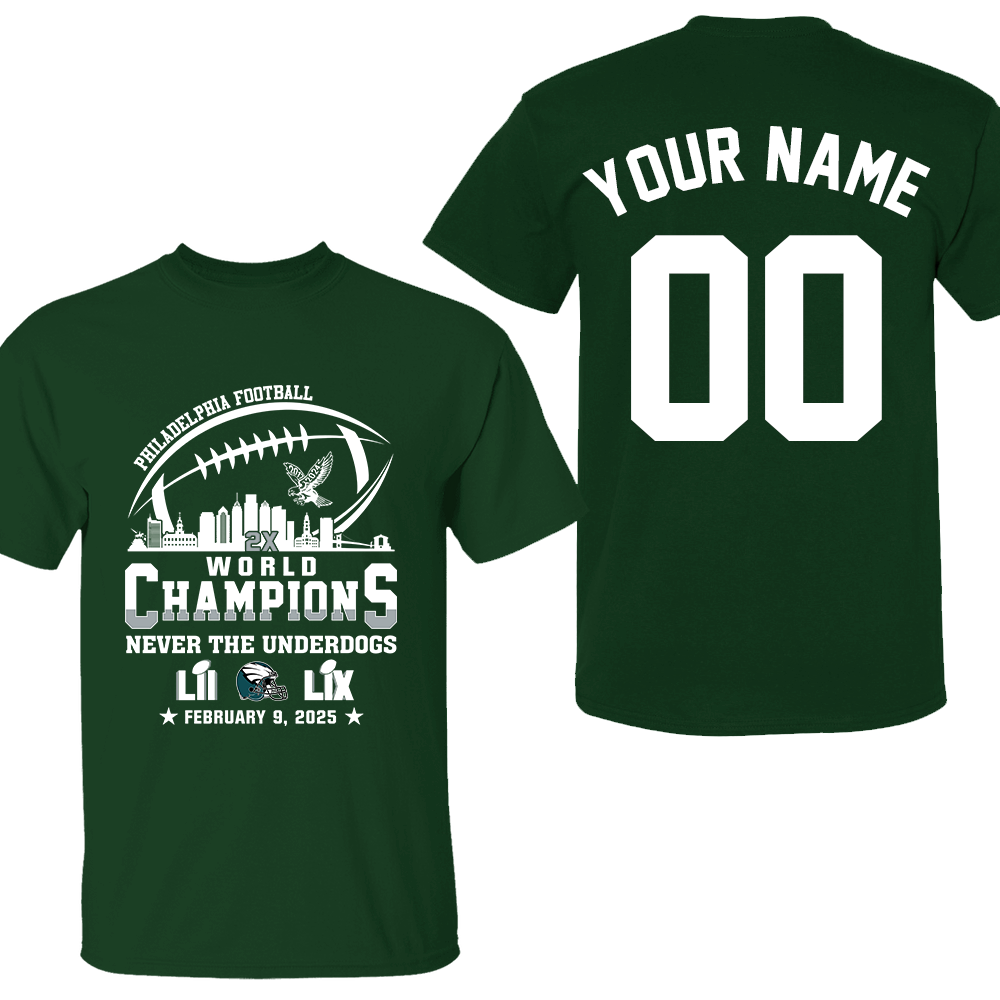 Personalized Philadelphia Football LIX 2024-2025 World Champions T-Shirt Skyline, World Champions Apparel For Philadelphia Football Lovers