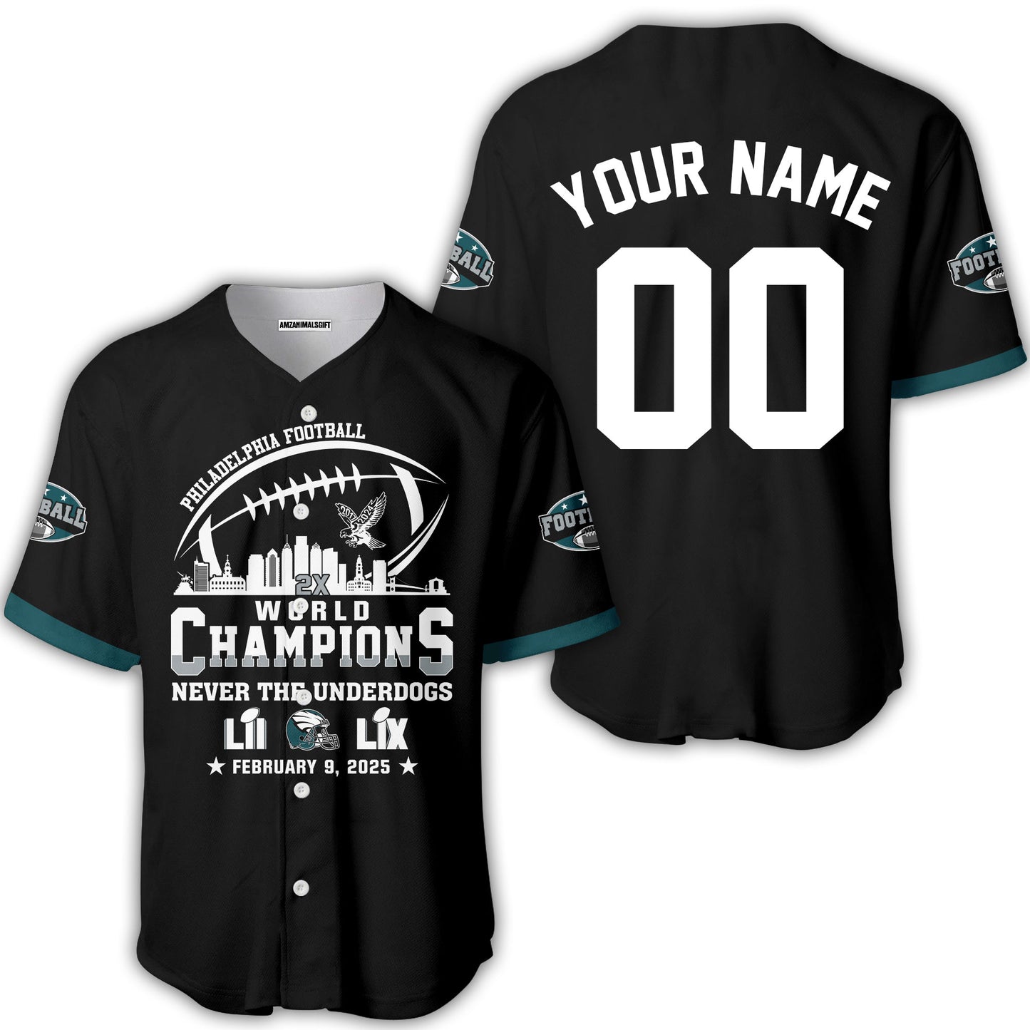 Customized Philadelphia Football Super LIX World Champions Sweatshirt Skyline, LIX Champions Philadelphia Football Apparel - AOP