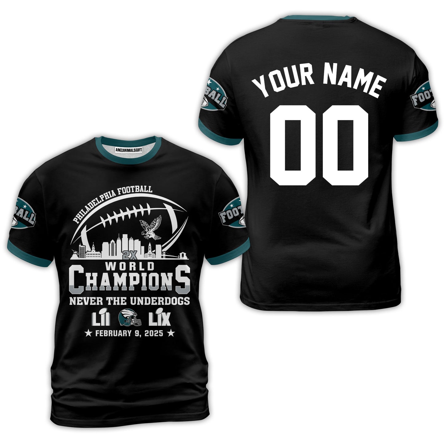 Customized Philadelphia Football Super LIX World Champions Sweatshirt Skyline, LIX Champions Philadelphia Football Apparel - AOP