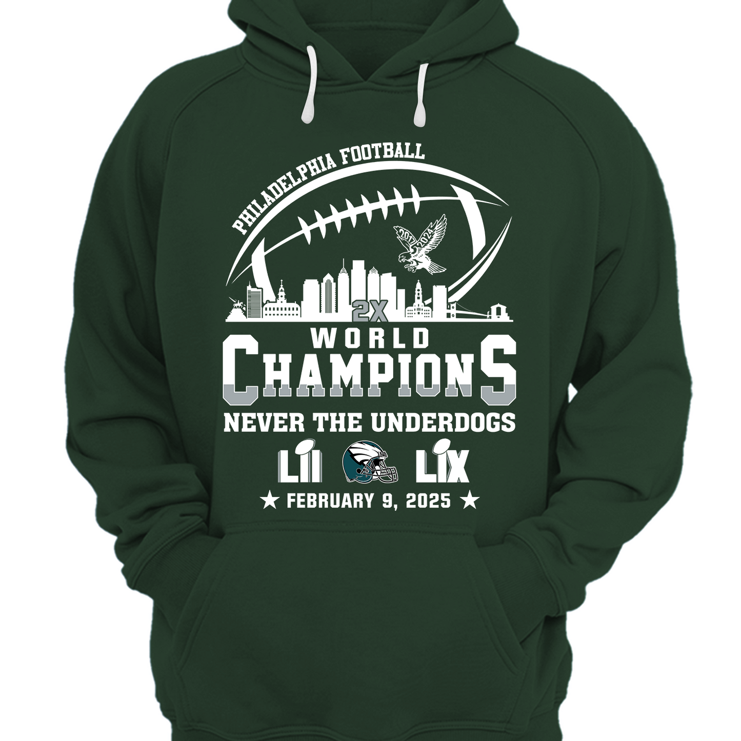 Philadelphia Football Super LIX 2024-2025 World Champions T-Shirt Skyline, World Champions Apparel For Philadelphia Football Lovers