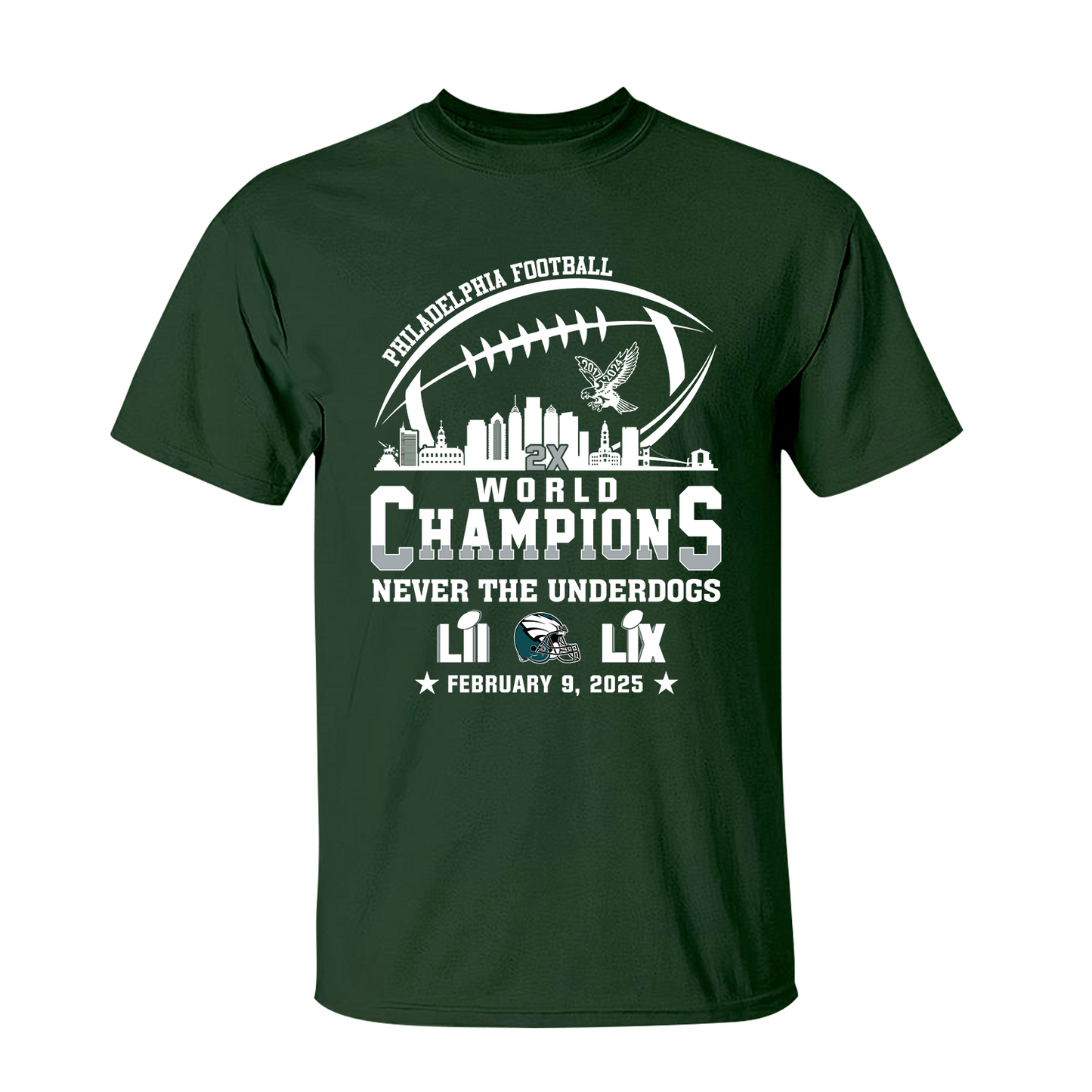 Philadelphia Football Super LIX 2024-2025 World Champions T-Shirt Skyline, World Champions Apparel For Philadelphia Football Lovers