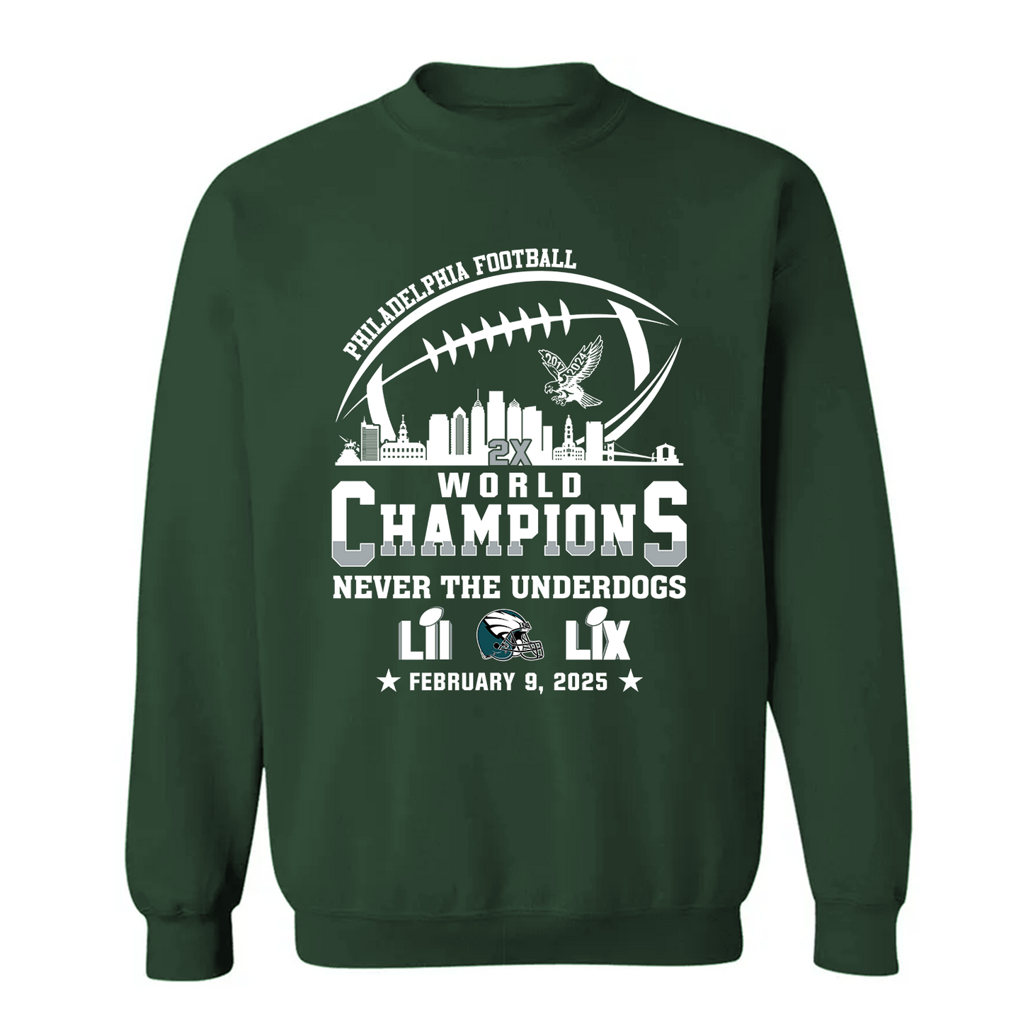 Philadelphia Football Super LIX 2024-2025 World Champions T-Shirt Skyline, World Champions Apparel For Philadelphia Football Lovers