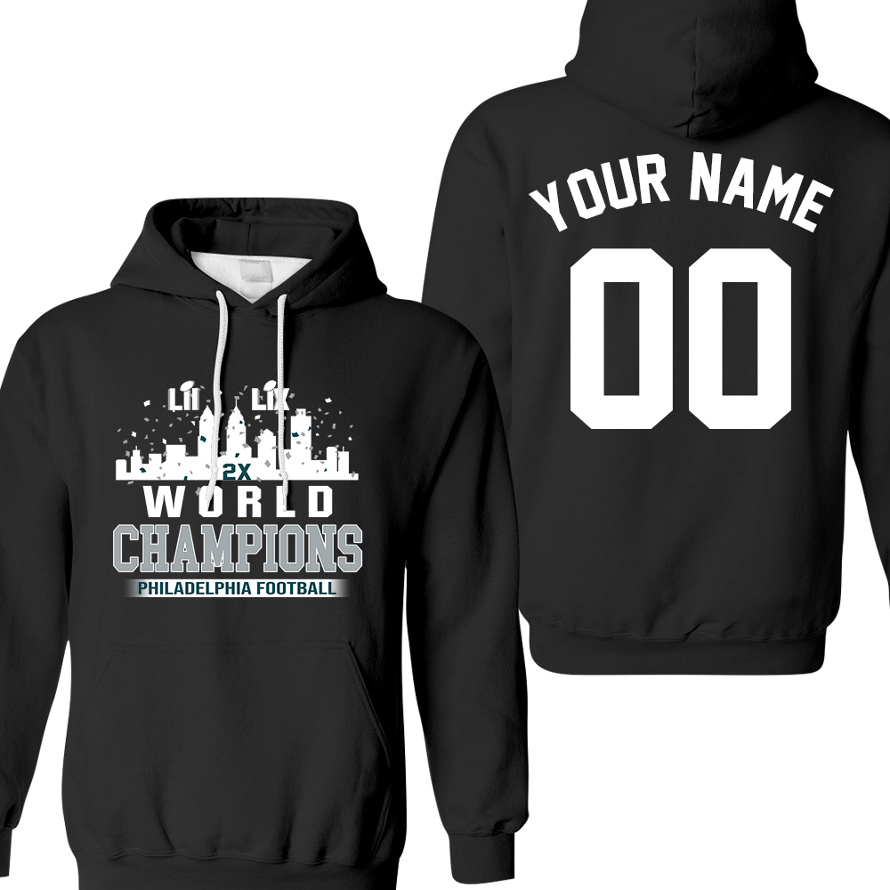 Personalized Philadelphia Football LIX 2024-2025 World Champions Sweatshirt Skyline Congrats, Super LIX Champions Philadelphia Apparel