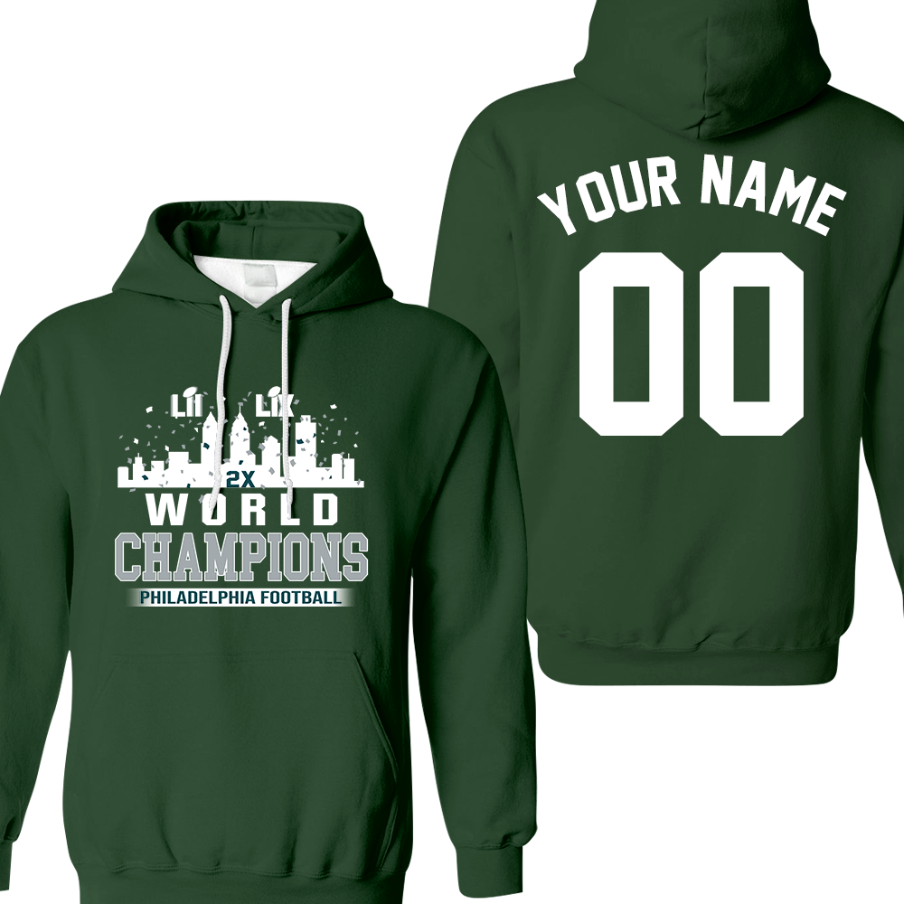 Personalized Philadelphia Football LIX 2024-2025 World Champions Sweatshirt Skyline Congrats, Super LIX Champions Philadelphia Apparel
