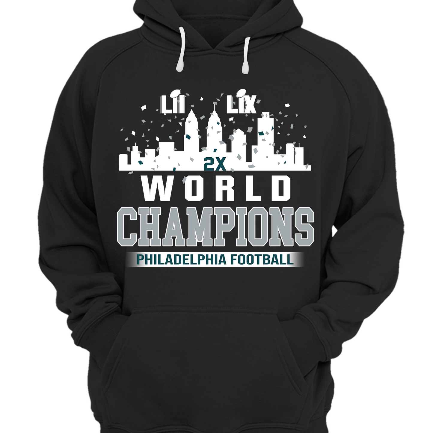 Philadelphia Football Super LIX 2024-2025 World Champions T-Shirt Skyline Congrats, World Champions Apparel For Philadelphia Football Lovers