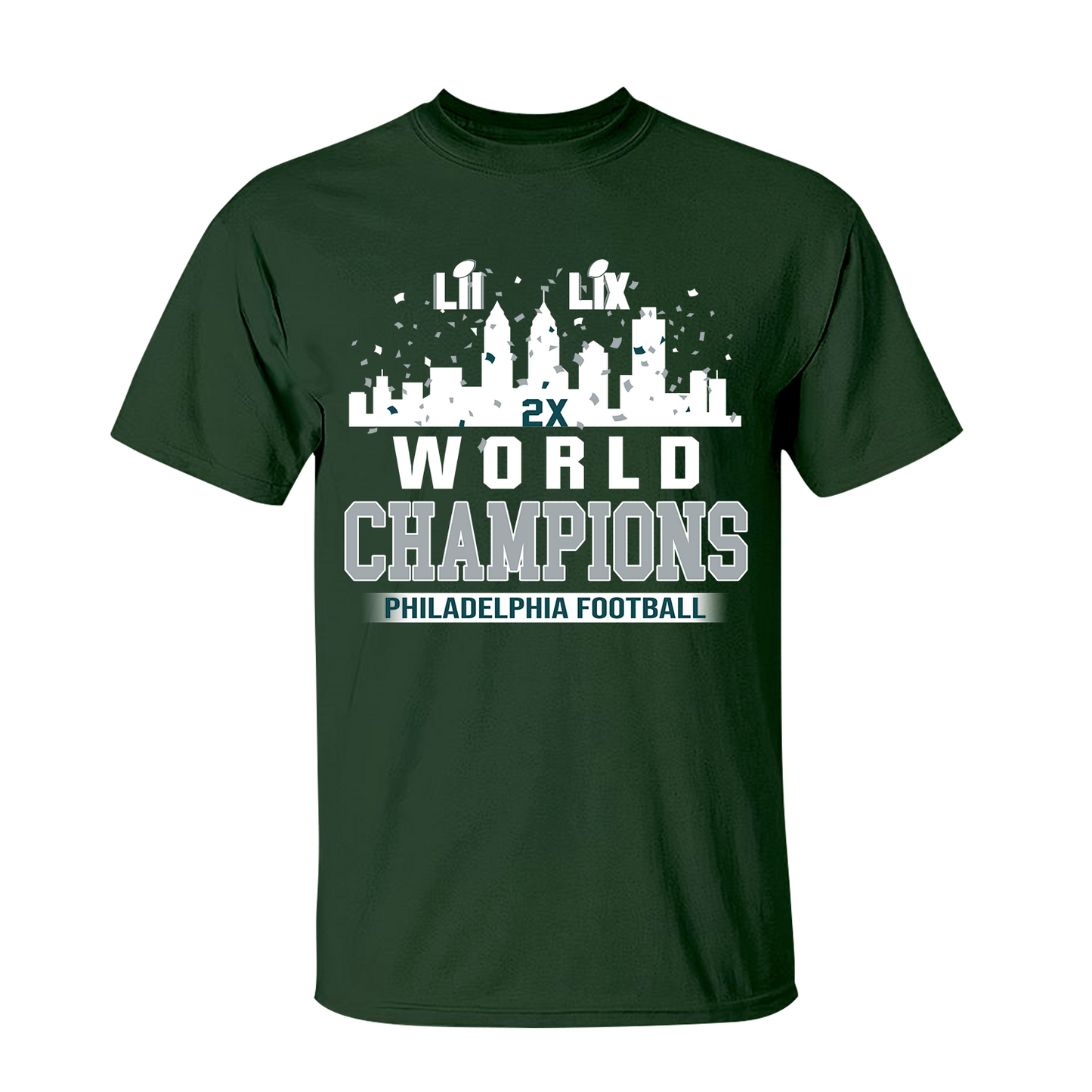 Philadelphia Football Super LIX 2024-2025 World Champions T-Shirt Skyline Congrats, World Champions Apparel For Philadelphia Football Lovers