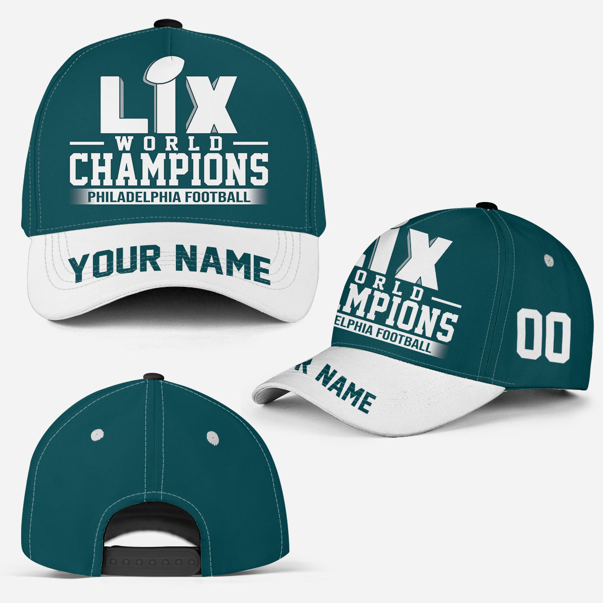 Customized Philadelphia Football Super LIX Snapback Hat Cap, Super LIX Philadelphia Football Champs Custom Snapback Hat Caps