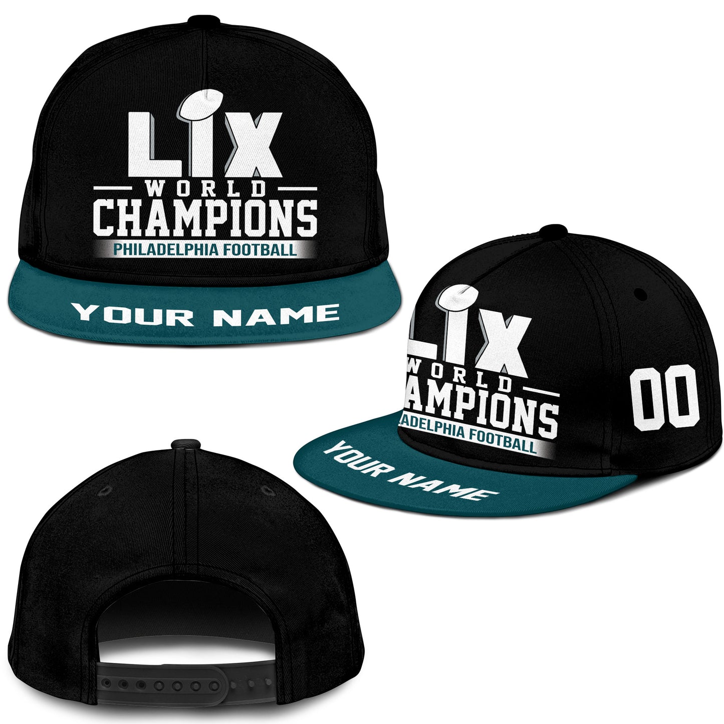 Customized Philadelphia Football Super LIX Snapback Hat Cap, Super LIX Philadelphia Football Champs Custom Snapback Hat Caps