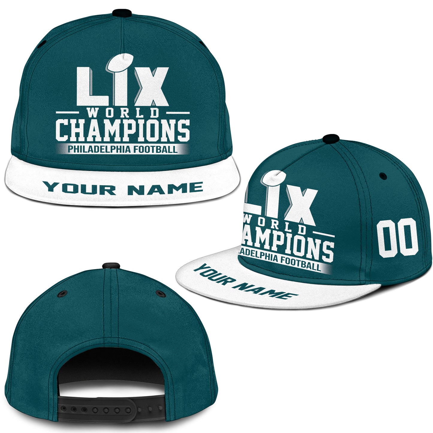 Customized Philadelphia Football Super LIX Snapback Hat Cap, Super LIX Philadelphia Football Champs Custom Snapback Hat Caps