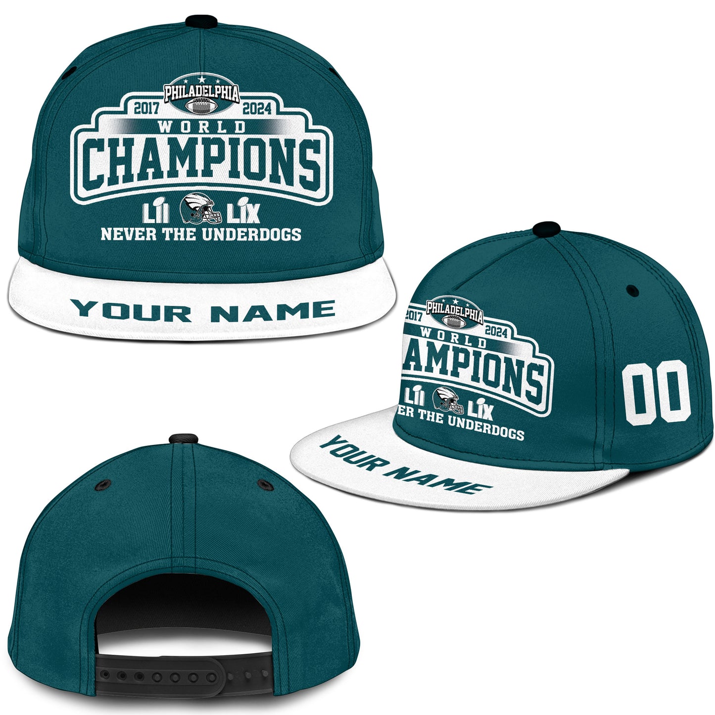 Customized Philadelphia Football Super LII And LIX Classic Hat Cap, Super 2017-2024 Philadelphia Champs Classic Hat Cap