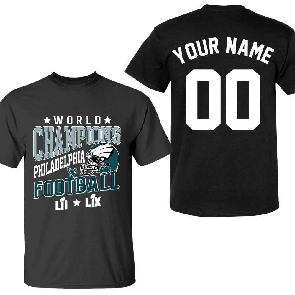 Personalized Philadelphia Football LIX 2024-2025 2x World Champions T-Shirt, 2x World Champions Apparel For Philadelphia Football Lovers