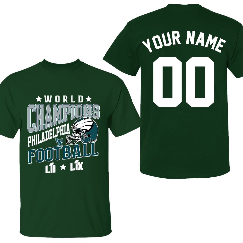 Personalized Philadelphia Football LIX 2024-2025 2x World Champions T-Shirt, 2x World Champions Apparel For Philadelphia Football Lovers