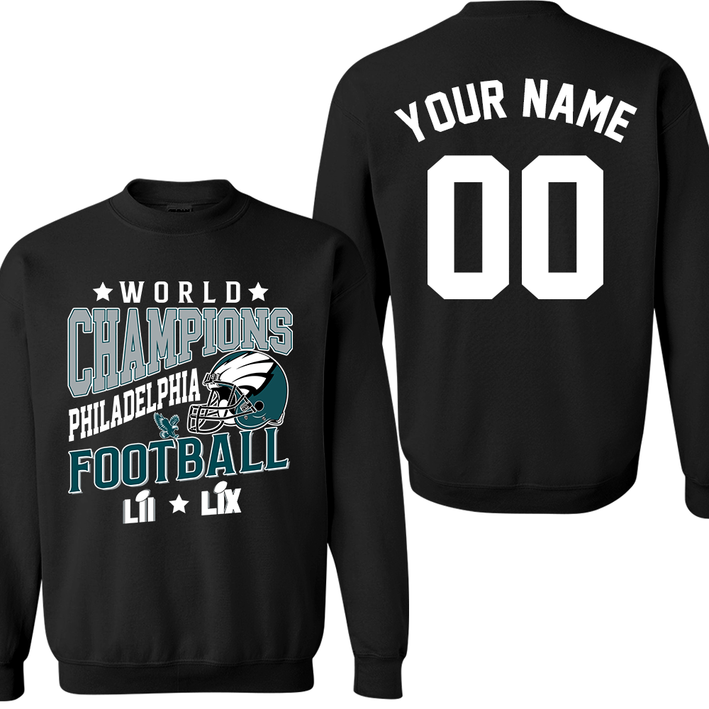 Personalized Philadelphia Football LIX 2024-2025 2x World Champions T-Shirt, 2x World Champions Apparel For Philadelphia Football Lovers