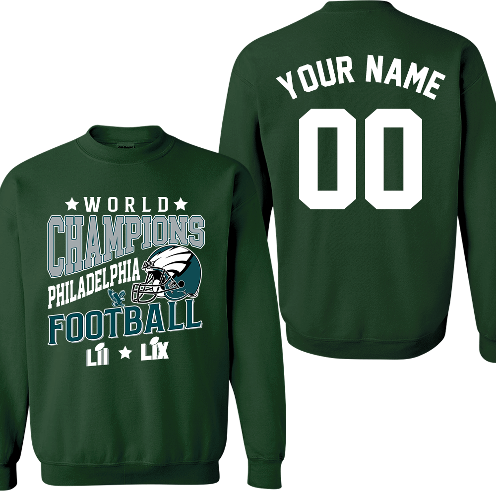 Personalized Philadelphia Football LIX 2024-2025 2x World Champions T-Shirt, 2x World Champions Apparel For Philadelphia Football Lovers