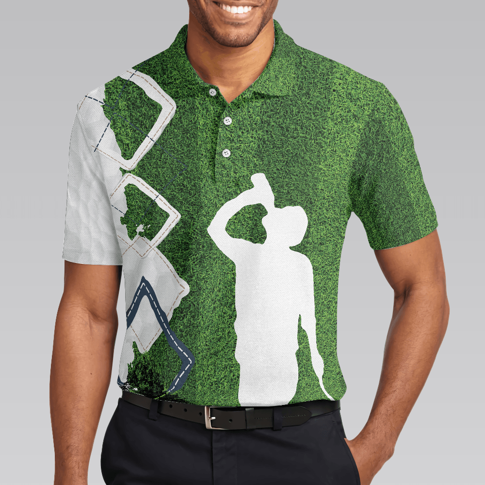 Men Golf Polo Shirt - Green Argyle Golf Men Polo Shirt, I Got A Cold Beer On Every Hole In One Men Golf Polo Shirt - Perfect Polo Shirt For Men - Cerigifts