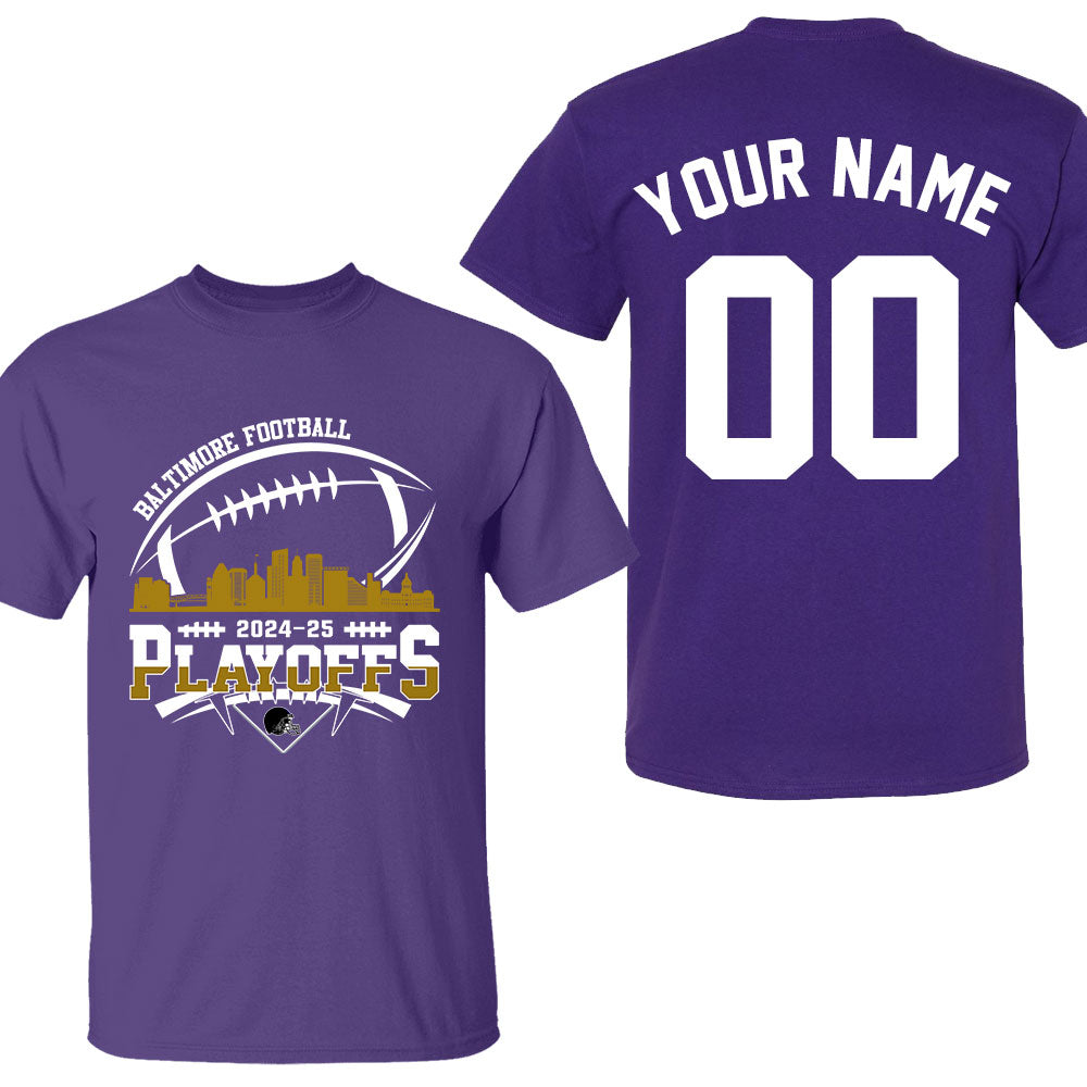 Baltimore American Football 2024-25 Playoffs Skyline Double Sided Hoodie, Baltimore Football Game Day Playoffs Division Custom Hoodie