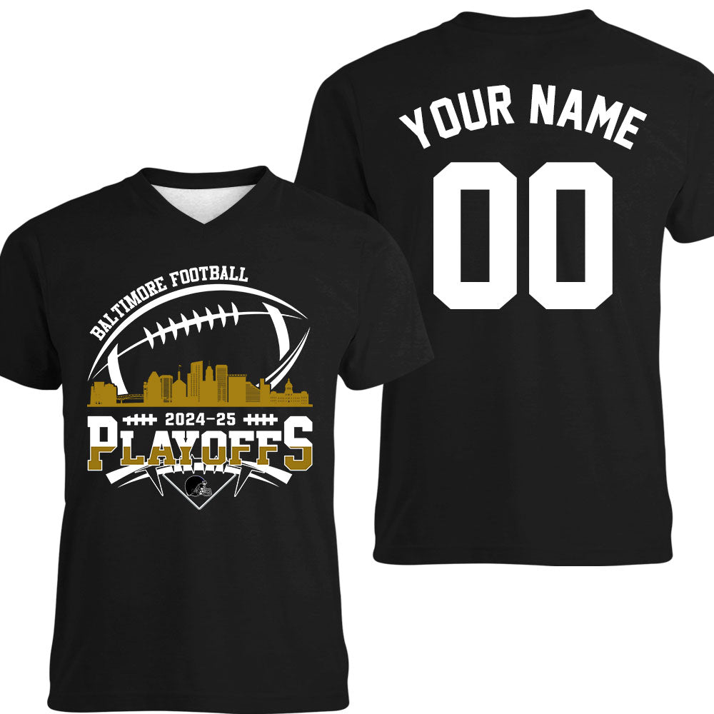 Baltimore American Football 2024-25 Playoffs Skyline Double Sided Hoodie, Baltimore Football Game Day Playoffs Division Custom Hoodie