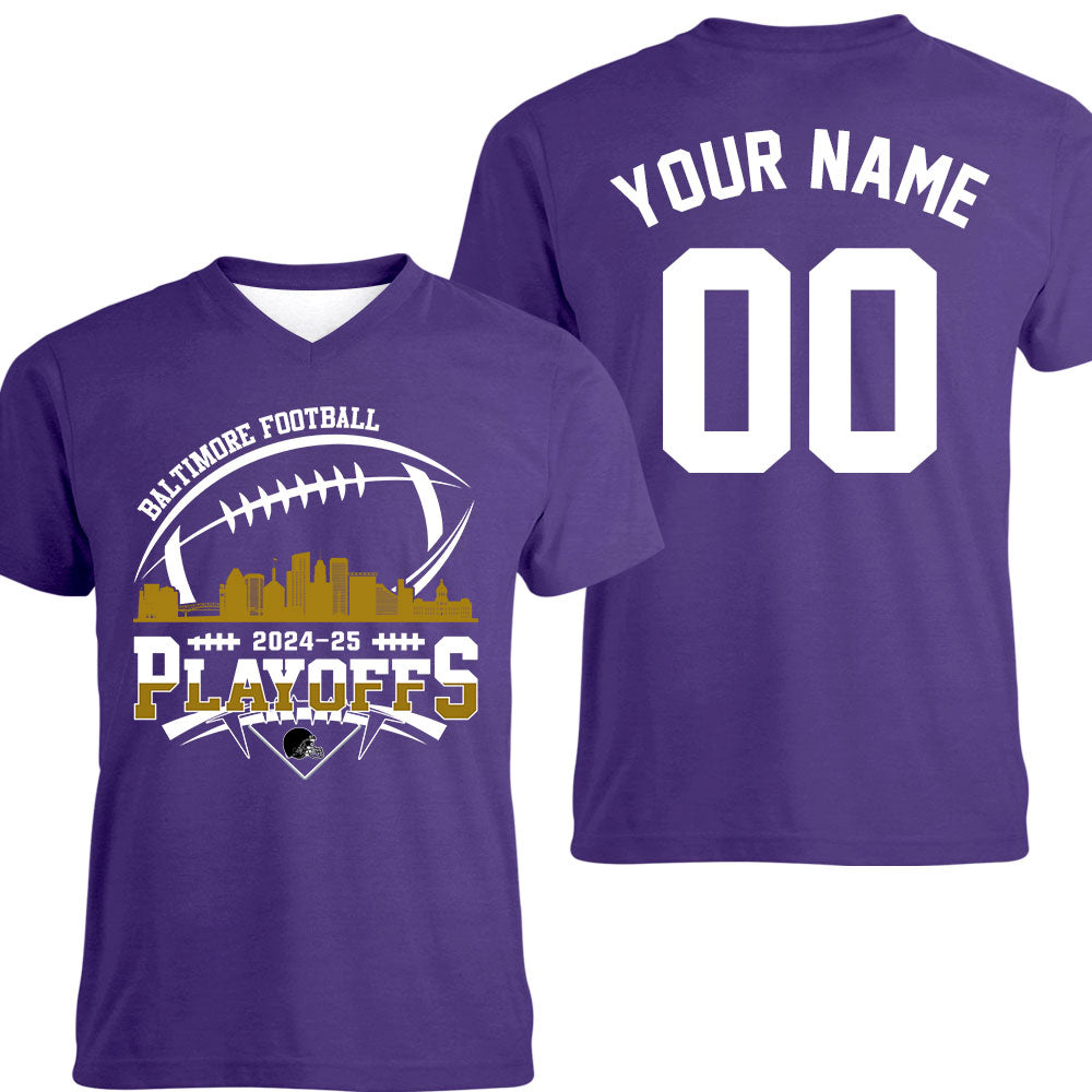 Baltimore American Football 2024-25 Playoffs Skyline Double Sided Hoodie, Baltimore Football Game Day Playoffs Division Custom Hoodie