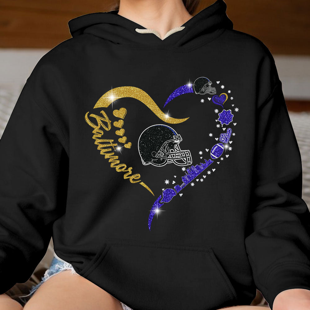 Baltimore Football In My Heart T Shirts, Hoodie, Sweatshirt, Long Sleeve For Men & Women, Baltimore Lover