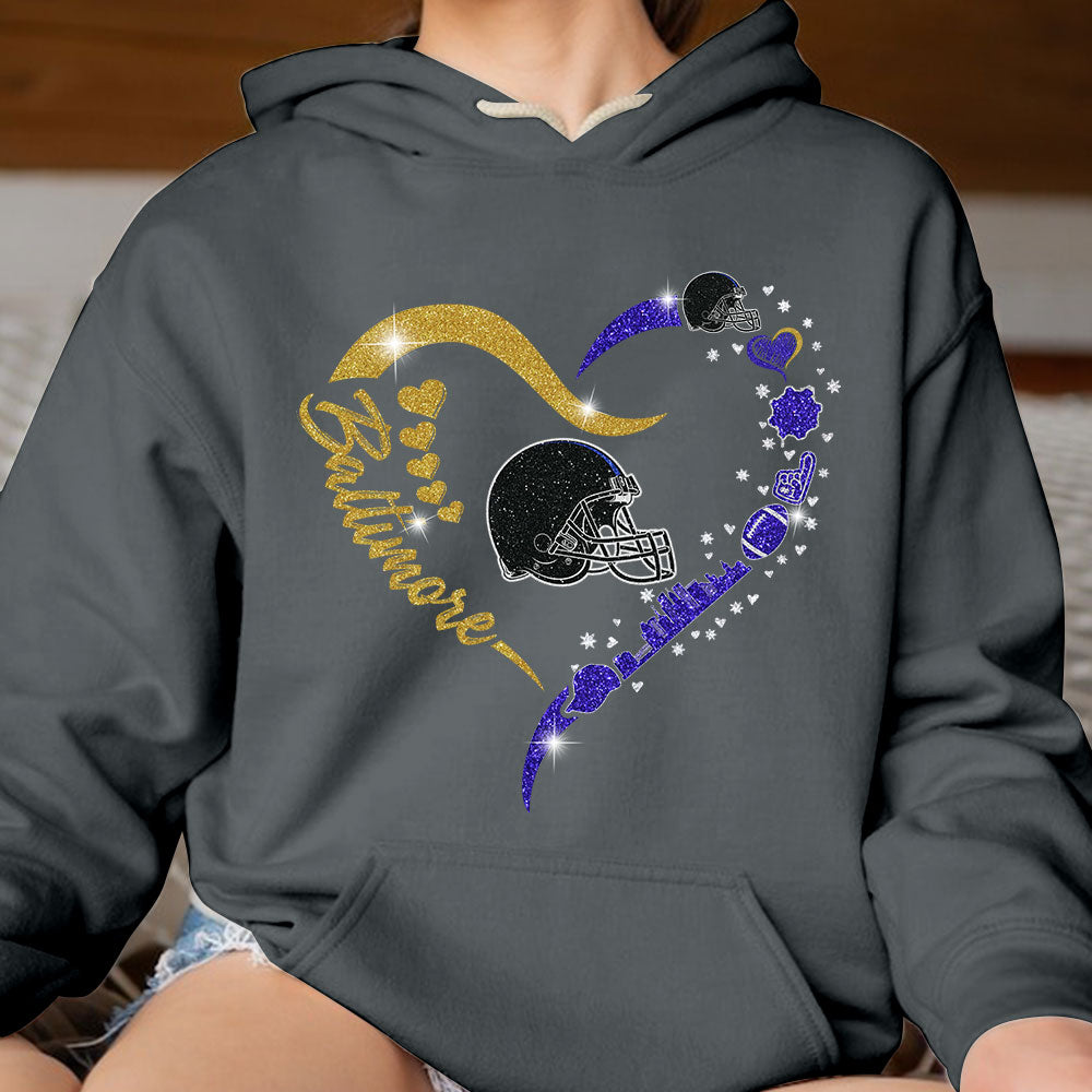 Baltimore Football In My Heart T Shirts, Hoodie, Sweatshirt, Long Sleeve For Men & Women, Baltimore Lover