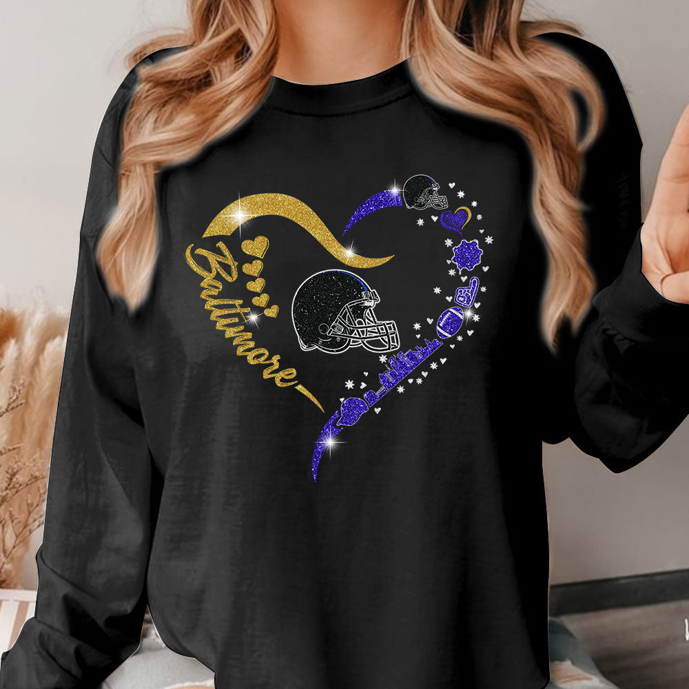 Baltimore Football In My Heart T Shirts, Hoodie, Sweatshirt, Long Sleeve For Men & Women, Baltimore Lover