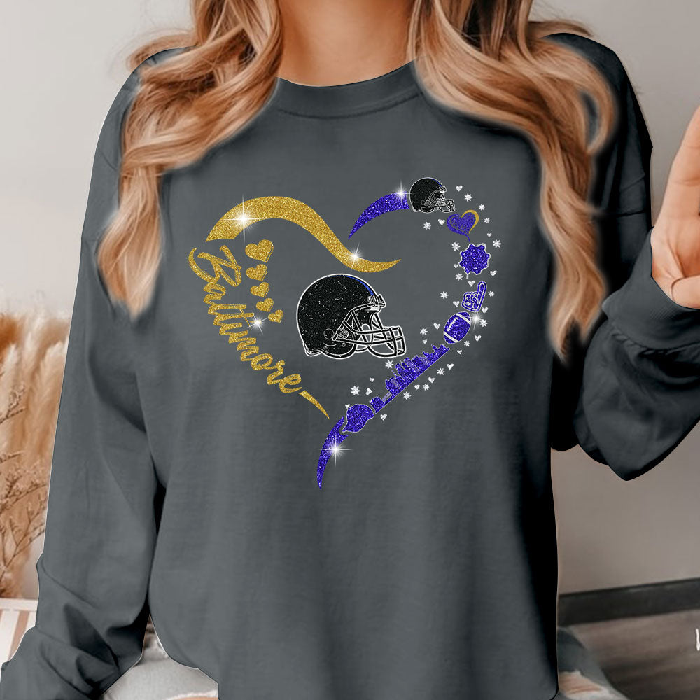 Baltimore Football In My Heart T Shirts, Hoodie, Sweatshirt, Long Sleeve For Men & Women, Baltimore Lover