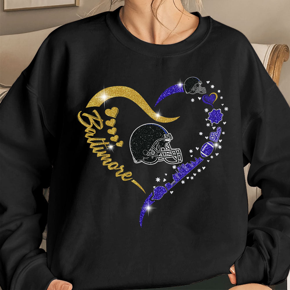 Baltimore Football In My Heart T Shirts, Hoodie, Sweatshirt, Long Sleeve For Men & Women, Baltimore Lover