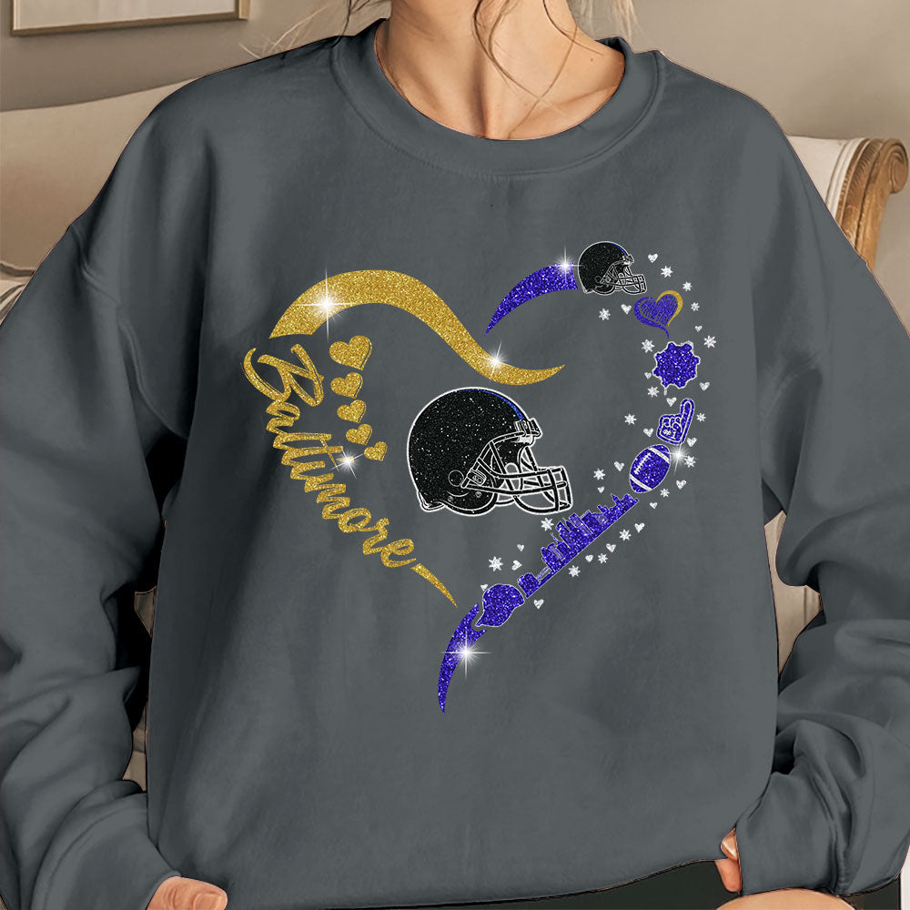 Baltimore Football In My Heart T Shirts, Hoodie, Sweatshirt, Long Sleeve For Men & Women, Baltimore Lover