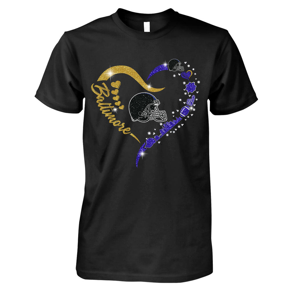 Baltimore Football In My Heart T Shirts, Hoodie, Sweatshirt, Long Sleeve For Men & Women, Baltimore Lover